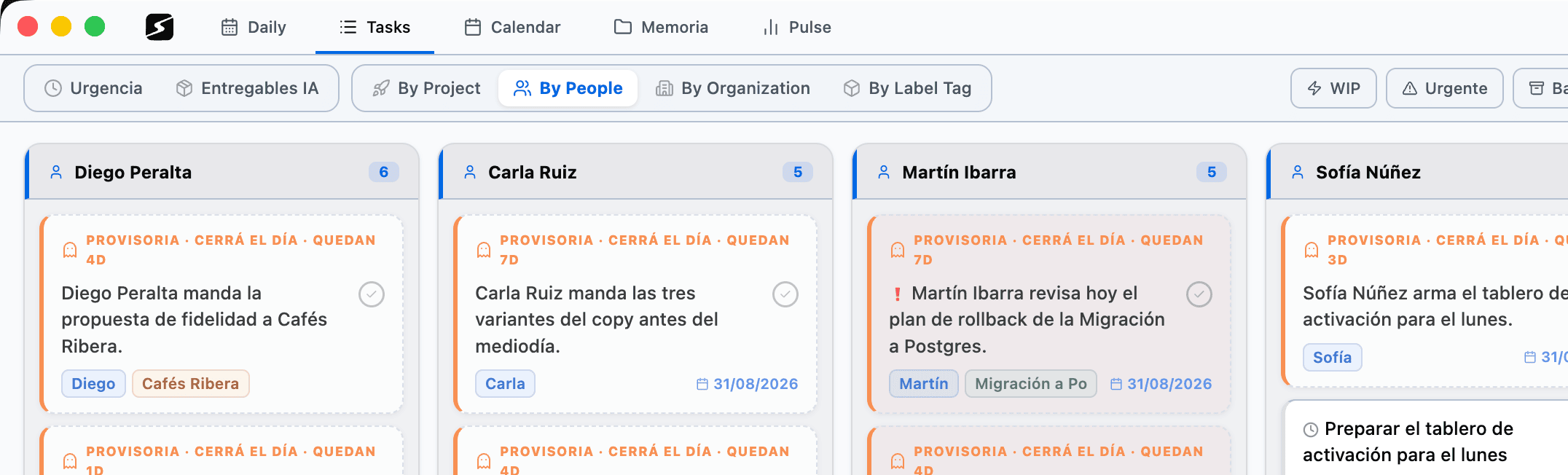 secondbrain tasks by people